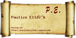 Paulics Ellák névjegykártya